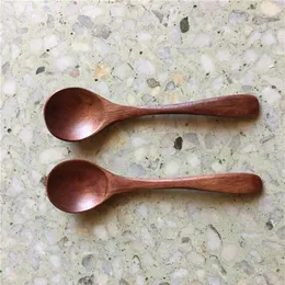 100 Pieces Small Wood Coffee Tea Spoon 12 3cm Brown Wooden Spoons for Sugar Salt Jam Mustard Ice Cream Natural Wooden Handmade Fre246e