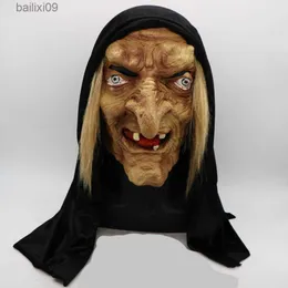 Party Masks Scary Adult Old Witch Mask Latex Creepy Halloween Fancy Dress Grimace Party Costume Accessory Cosplay Props Adult One size T230905