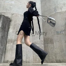 Boots 2023 New Kneehigh Boots Women Black Motor Series Boots round toe tee slipon botas de mujer Sexy Winter Shoes Women Botas Mujer J230905