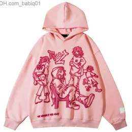 Herren Hoodies Sweatshirts Y2K Hoodie Hip Hop Lustige Cartoon-Muster Rosa Kapuzenpullover 2023 Neue Harajuku Mode Casual Anime Übergroße Tops Streetwear T230905