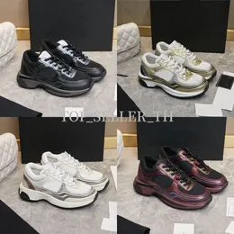 Fabric Laminated Sneaker Designer Shoes Vintage Sneakers Mesh Trainer Reflective Increasing Trainers Women Mirror Gold Silver Black Leather Suede Shoe