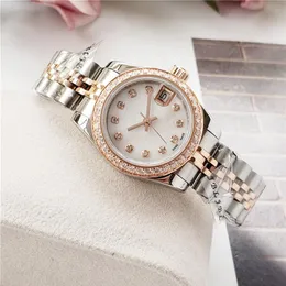 Rose Gold White Dial rostfritt stålklocka kvinnor Automatisk mekanisk ny affär Diamond Mens Watches 26 5mm 36mm 41mm278T