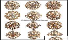 Pins Brooches Jewelry 24Pcs Clear Crystal Rhinestones Women Bridal Gold Brooch For Diy Wedding Bouquet Kit Dhcdn4397129