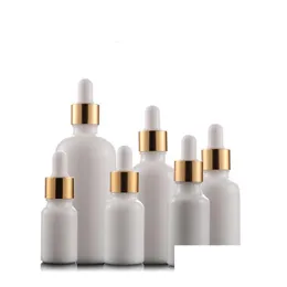 Packing Bottles Wholesale Newest 10Ml 15Ml 20Ml 30Ml 50Ml 100Ml Glass Dropper White Porcelain Essential Oil Cosmetic Containers With G Dhw8H