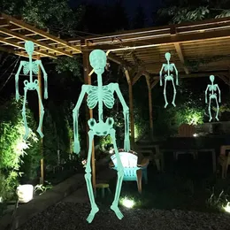 Party Decoration Scary Halloween Props Luminous Hanging Skeleton Halloween Party Home Outdoor Yard Garden Decoration Moving Glow Fake Skull X0905