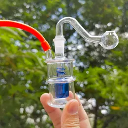 2.8 inç cam sigara su borusu nargile mavi çekirdek bubbler shisha + kase içinde