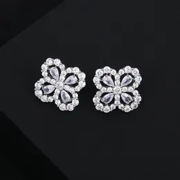 4/Blatt Ohrstecker S925 Silber Nadel 3A Zirkon Glück Gras Blume Ohrringe Koreanischen Stil Mode Frauen Ohrringe Hochzeit Schmuck Valentinstag Geschenk SPC