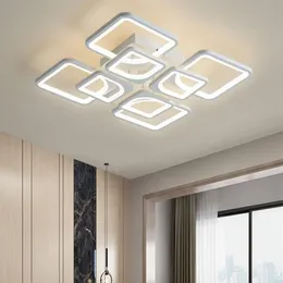 New Modern led Chandelier Lights for Living Room Dining Kitchen Bedroom Home White Rectangle Hanging Ceiling Lamp Lighting265n