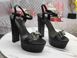 Realfine888 5A DDG 5616400 Polished Calfskin Platform Sandals 14.5cm High Heels Slippers Luxury Designer Shoes For Women Size 35-42