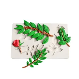 トロピカルシダのチョコレートシリコーン型バラの葉のカップケーキトッパーキャンディーシュガークラフト1221505を飾るケーキの葉の葉のトロピカルシダチョコレートシリコーン型バラ