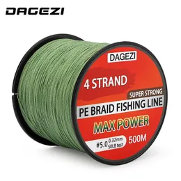 Braid Line Dagezi 500m 1090lb 4 Strand Braidedfishing Lines Super Strong Multifilament 100 PE flätat fiske 230904