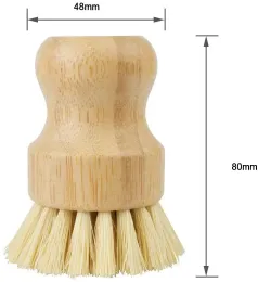 Palm Pot Brushs Bamboo Round Mini Scrubs Borst Natural Scrub Brush Wet Cleaning Scrubber For Wash Dishes Pots Pann och grönsaker ZZ