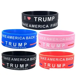 Party Favor Trump 2024 Sile Bracelet Black Blue Wristband Drop Delivery Home Garden Festive Supplies Event Dhbve