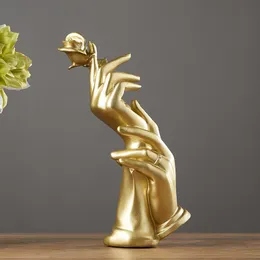 Dekorative Objekte Figuren, nordische abstrakte goldene Skulptur, einzigartige Handstatue, modernes Zuhause, Wohnzimmer, Desktop-Dekoration, Büro, Schreibtisch, Zubehör, Geschenke, 230904