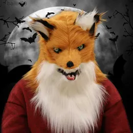 Maski imprezowe 2023 Hallowee Cosmask Mocne usta Fox Mask Wolf Dog Gorilla Animal Head Mask Artificial Fur Suit Halloween Party Cosplay Prop T230905