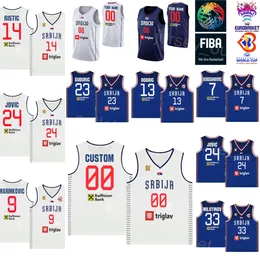 Printed Basketball Srbija 30 Aleksa Avramovic Jerseys Serbia 2023 World Cup 27 DEJAN DAVIDOVAC 51 Boban Marjanovic 13 Ognjen DOBRIC 23 Marko GUDURIC 14 Dusan RISTIC