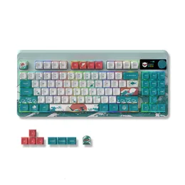 Keyboards Keyboard game mekanis nirkabel tampilan OLED 3 Mode bisa diisi ulang BT5 0 2 4G USB C untuk kantor ESports 230905