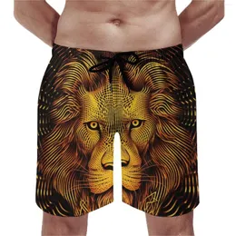 Men's Shorts Lion Gym Summer Lines Portraits Classic Board Short Pants Running Surf Fast Dry Printed Beach Trunks