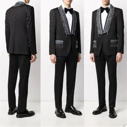 Costumes pour hommes Blazers Costume Homme Hommes 2 pièces Luxe Cristal Un bouton de haute qualité Slim Fit Formel Business Mariage Caus3171