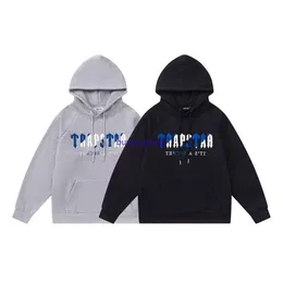 Z4xi Moletom com capuz masculino e feminino outono / inverno Novo conjunto Trapstar Toalha branca azul bordada com letras de pelúcia Calça casual Suéter com capuz High Street