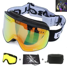 Ski Goggles Magnetic Double Layers Lens Antifog UV400 Snowboard Glasses Eyewear for men women with case Set 230904