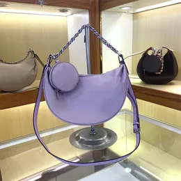 Delme Ay Çantası Kadın Dokuma Zincir Under Emfed Çanta Crossbody Kapitone Torba Omuz Çantaları Debriyaj Yemeği Çantası Hilal Tuval Tuval Gerçek Deri Mini Para Çanta Cüzdanları