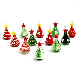 Mini handgemachte Glas Weihnachtsbaum Kunst Figuren Ornamente bunte hochwertige süße Anhänger Weihnachten hängende Dekor Charme Zubehör 2297u