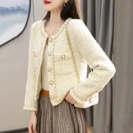 Womens Wool Blends winter Autumn Korean Jacket Female French Short Coat Small Fragrance Temperament Women Tweed Outerwear A309 230905