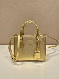 2023 حقيبة دلو ذهبية جديدة 1Ba906 Gold Galleria حقيبة يد Saffiano الجلود كبيرة السعة الكتف حقيبة اليد الأزياء حقيبة الهاتف المحمول حقيبة مفتاح حقيبة الذهب