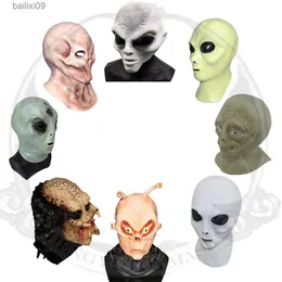 Maschere per feste Maschera aliena UFO Extra terrestre ET Maschera in lattice Costume cosplay per adulti Testa di mostro Fancy Dress T230905