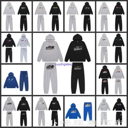 CA3W Män och kvinnor hoodie tröja Nytt modemärke Trapstar Rainbow Gradual Change Letter Tiger Head Brodery Sweater Pants