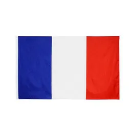 Flagi banerowe 50pcs 90x150 cm France Flag Flag Poliester wydrukowany Europejczyk z 2 mosiężnymi przelotkami do wiszącego francuskiego narodowego i banerów Dro Dhmo5