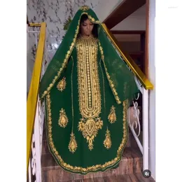 Abbigliamento etnico Verde Dubai Caftani Farasha Pietre Lavoro Abaya Fantasia Abito lungo Tendenza moda europea e americana