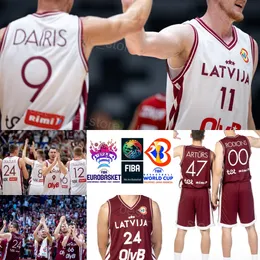 طبع 66 Kristers Zoriks كرة السلة Jersey Latvia قميص المنتخب الوطني 24 Andrejs Grazulis 00 Rodions Kurucs 8 Davis Bertans 55 Argars Zagars Sport Cup 2023