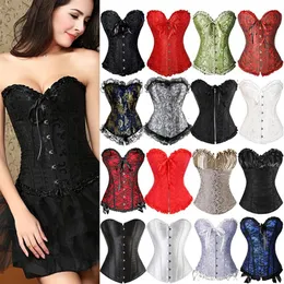 플러스 사이즈 섹시한 bustier 코르셋 탑 고딕 양식 레이스 up corselet steampunk body shapewear 여자 슬리밍 코르셋 새틴 뼈 6xl305s