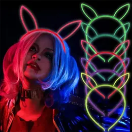 Outros suprimentos de festa de evento Cabelo Hoop Luminous String Lamp Holder com fluorescente e brilho à noite gato orelha headband elástico led 230905