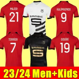 2023 2024 Stade Rennais Futbol Formaları Uzak Üçüncü Rennes Maillot de Foot Sulemaudaud Terrier Doku Laborde Santamaria Erkek Çocuklar Kit Futbol Gömlekleri