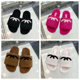 designer fur fluffy slippers womens furry slipper plush luxurys sandals ladies sliders classic black white pink famous brand sandal loafers fur slides size 35-41