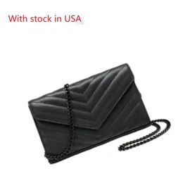 Stock in US warehouse fast delivery contact us for real photos black color with black gold silver hardware Luxury Designer Shoulder Bag Classic Chain Flap Bag