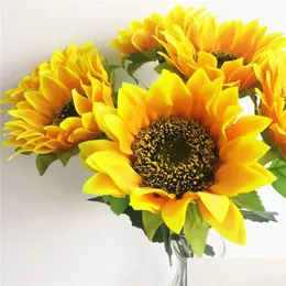 Decorative Flowers Wreaths Yellow Sunflower 62Cm/24.41 Artificial Silk Simation Single For Pograph Props Flower Christmas Drop Deliver Dh9Bt