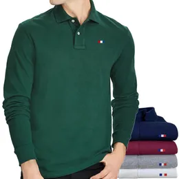 Męskie polo męskie 100% bawełniane koszule wysokiej jakości długiej rękawy swobodne marka Homme moda lapel męskie topy s5xl 230904