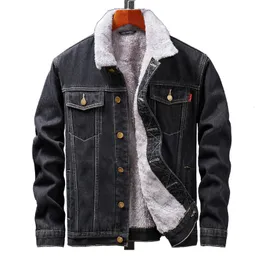 Мужские куртки Jaket Denim musim dingin pria jaket 2023 mewah Beludru tebal katun tren kasual bulu domba ukuran Plus mantel 5xl 6xl 8xl 230904