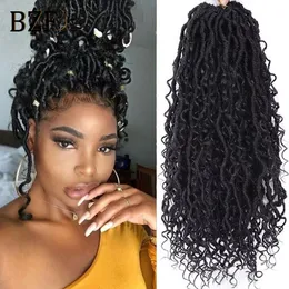 Human Hair Bulks 22Inch Goddess Faux Locs Crochet Hair Braids Curly Ends Dreadlocks Hair Synthetic Braiding Hair Extensions Pre Looped For Women 230904