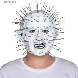 파티 마스크 테러 영화 Hellraiser Mask Halloween Party Cosplay Infernal Nail Ghost Costume Props 공포 악마 T230905