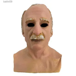 Maski imprezowe Realistyczne ludzkie lateksowe maska ​​głowa stary mężczyzna maski na Halloween maskaradę nowość maski kostiumowe sukienka T230905