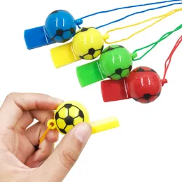 Cheerleading 5Pcs Mini Whistle Plastic Multifunction With Rope Kid Football Soccer Rugby Cheerleading Whistle Children Gifts Random Color 230904