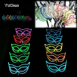 Máscaras de festa Halloween 10 cores LED Neon El Fio Máscara Cosplay Luminous Dance Dress Acessórios 230904