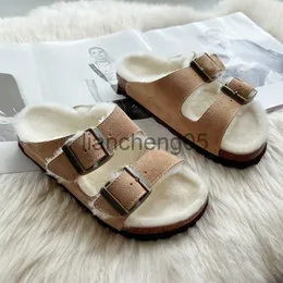 Hausschuhe 2023 Neue Schafe Pelz Kork Slipper Herbst Winter Männer Frauen Casual Echtes Leder Außerhalb Feste Schnalle Weiche Plüsch Rutschen schuh X0905