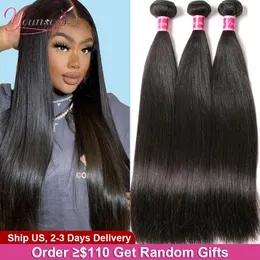 Spetsar Wigs Youngol Bundel Rambut Lurus Manusia Brasil Virgin Natural Hitam Jalinan 1 3 4 Buah 30 Inci Ekstensi 230905