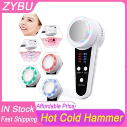 Home Use 3 Colors Hot Cold Beauty Instrument Photon Skin Rejuvenation Facial Massager Face Lifting Firming Facial Cool Warm Hammer Face Care Massager